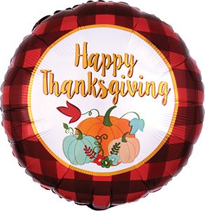 Thanksgiving Plaid standard balloon by Anagram.