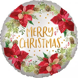 Satin Poinsettia Merry Christmas Standard balloon by Anagram. I