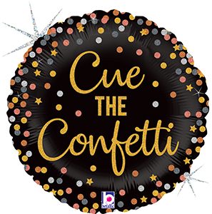 Cue The Confetti Glitter Holographic Standard balloon by Betallic.