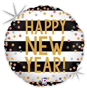 New Year Confetti Glitter Holographic Standard balloon by Betallic.