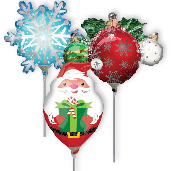 Christmas/Winter Pre-Inflated Mini Shape Balloons.